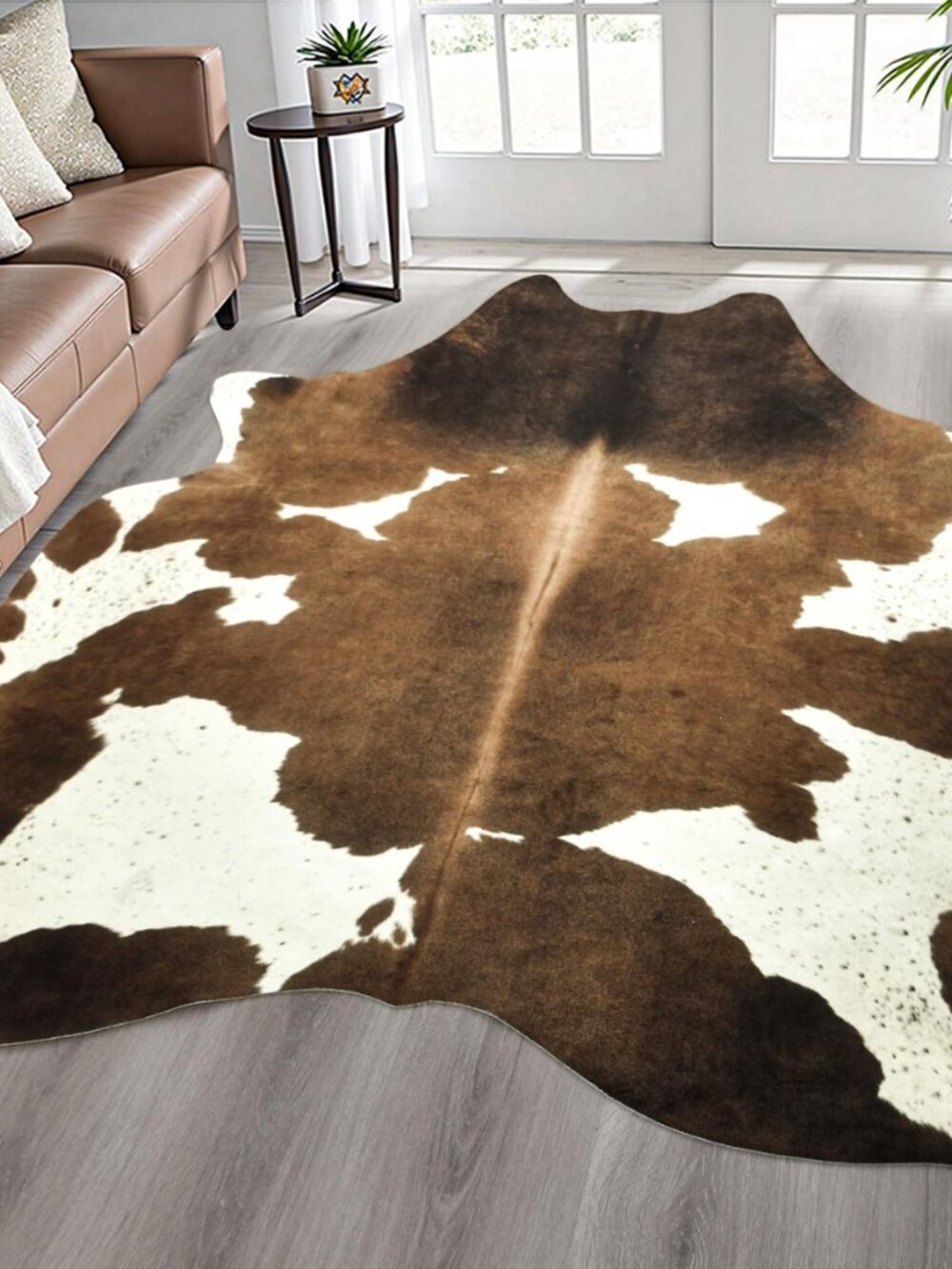 Faux Cowhide Large Cow Print Rug - 4.7 x 5.2 Feet